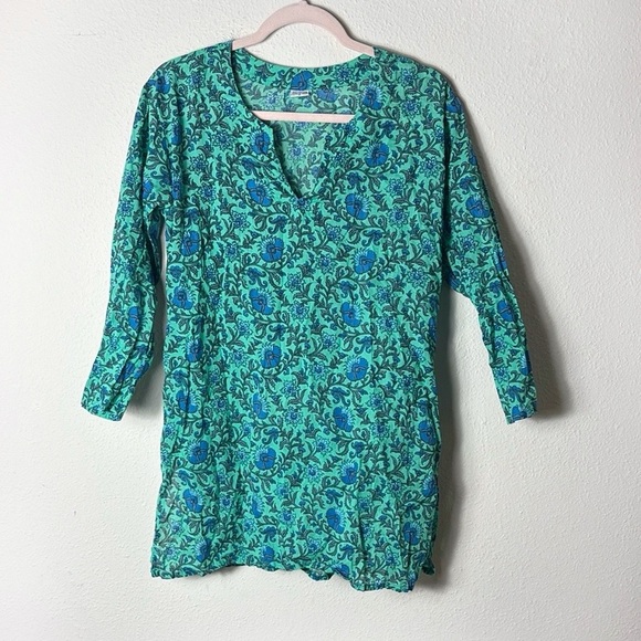 100% Cotton Made in India Tunic Top Jaded Floral size Small - Picture 1 of 7